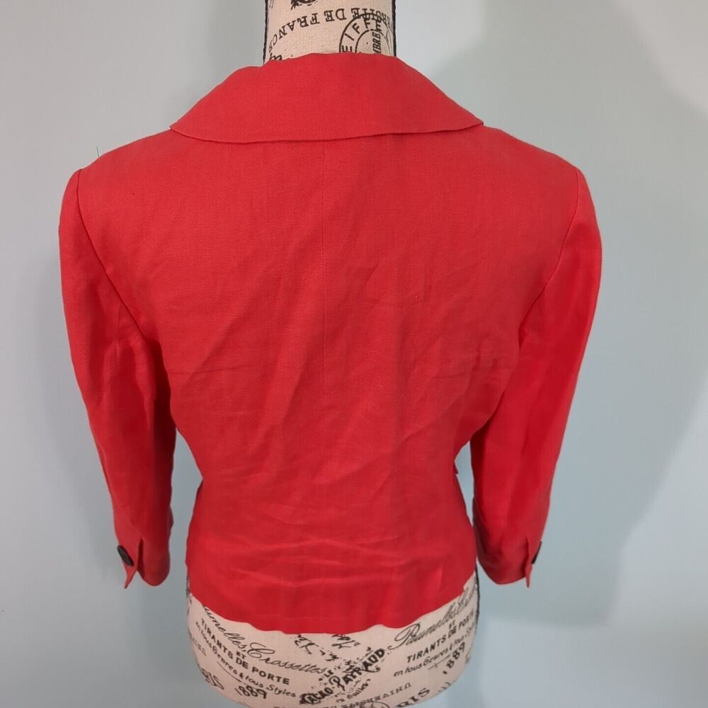 Talbots Blazer Jacket Red Linen Button Up Career … - image 2